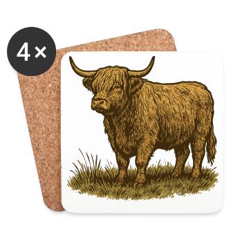 Bétail des Highlands - Dessous de verre (lot de 4) - blanc - Devant