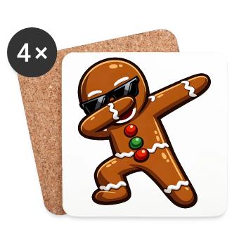Dabbing Lebkuchenmann - Untersetzer (4er-Set) - Weiß - Vorne
