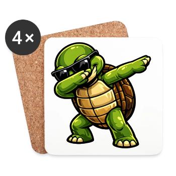 Dabbing Schildkröte - Untersetzer (4er-Set) - Weiß - Vorne