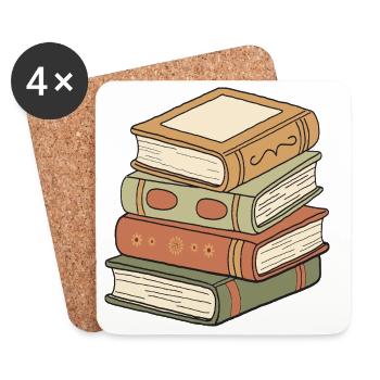 Bücherstapel Vintage - Untersetzer (4er-Set) - Weiß - Vorne