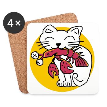 CancerCat - Untersetzer (4er-Set) - Weiß - Vorne