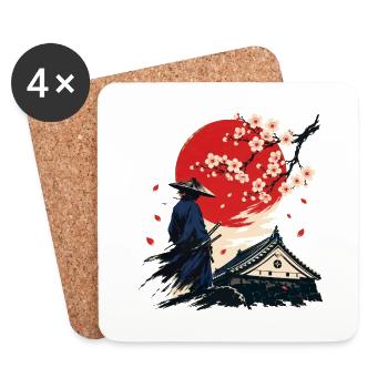 Samurai unter dem Karmesinroten Mond - Untersetzer (4er-Set) - Weiß - Vorne