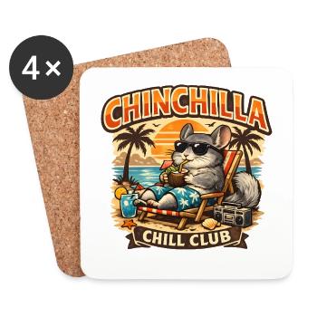 Chinchilla Chill Club | Funny Retro Shirt - Coasters (set of 4) - white - Front
