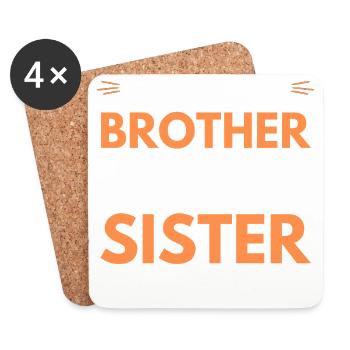 Ich bin ein stolzer Bruder einer Schwester Geschenk - Untersetzer (4er-Set) - Weiß - Vorne