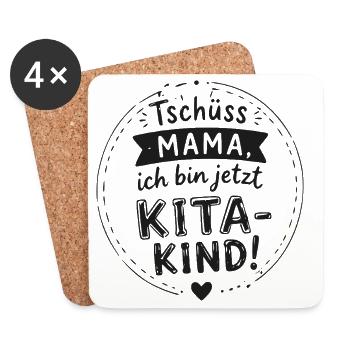 Tschüss Mama Kita-Kind Spruch - Untersetzer (4er-Set) - Weiß - Vorne