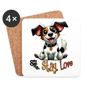 Sit Stay Love Jack Russell Puppy Life - Coasters (set of 4) - white - Front