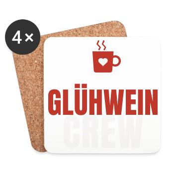 Glühwein Crew Weihnachtsmarkt Tasse Team Winter - Untersetzer (4er-Set) - Weiß - Vorne