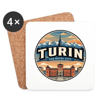 Retro Turiner Alpen Piazza Castello Abzeichen - Untersetzer (4er-Set) - Weiß - Vorne