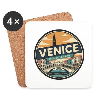 Retro Venice Rialto Bridge Gondelabzeichen - Untersetzer (4er-Set) - Weiß - Vorne