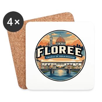 Retro Florence Duomo Arno River Abzeichen - Untersetzer (4er-Set) - Weiß - Vorne