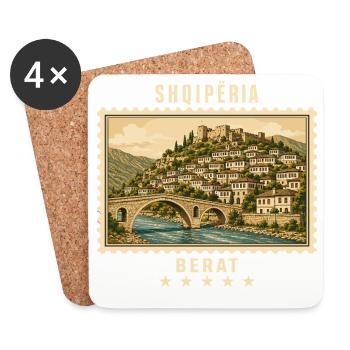 Albanien Berat Vintage Reisemarke - Untersetzer (4er-Set) - Weiß - Vorne