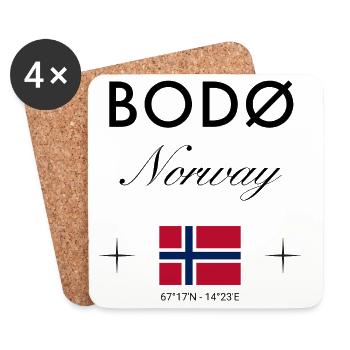 Bodø Norwegen Koordinaten Reise Souvenir - Untersetzer (4er-Set) - Weiß - Vorne