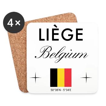 Lüttich Belgien Koordinaten Reise Souvenir - Untersetzer (4er-Set) - Weiß - Vorne