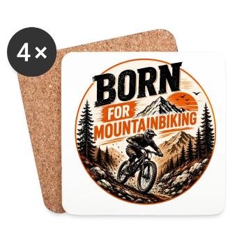 Geboren fürs Mountainbiken - Untersetzer (4er-Set) - Weiß - Vorne
