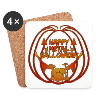 Joyeux Halloween Metal - Dessous de verre (lot de 4) - blanc - Devant
