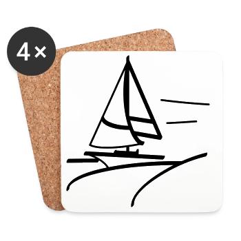 Schnelles Segelboot - Untersetzer (4er-Set) - Weiß - Vorne