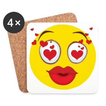 Verliebtes Gesicht Herz Augen Design - Untersetzer (4er-Set) - Weiß - Vorne
