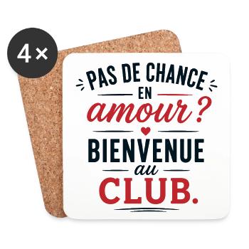 T-shirt Pas De Chance En Amour Humour - Dessous de verre (lot de 4) - blanc - Devant