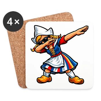 Dabbing Holländerin - Untersetzer (4er-Set) - Weiß - Vorne