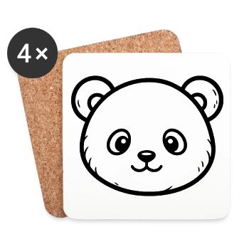 Süßer Panda Skizze – flauschiges Tiermotiv - Untersetzer (4er-Set) - Weiß - Vorne