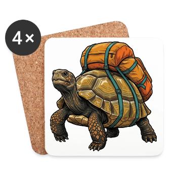 Tortue de randonnée - Aventure en plein air - Dessous de verre (lot de 4) - blanc - Devant