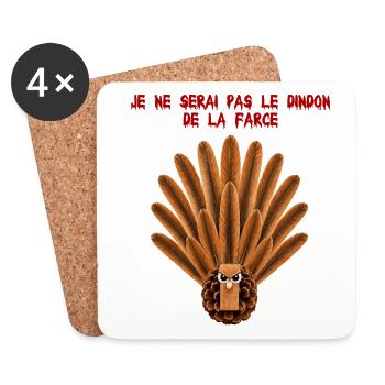 Dindon de Thanksgiving  - Dessous de verre (lot de 4) - blanc - Devant