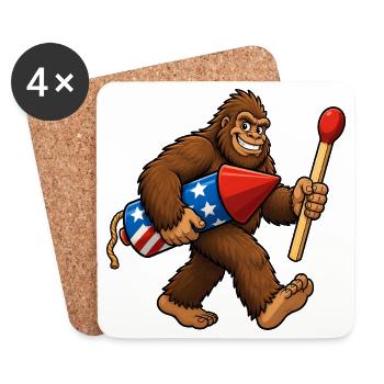 Bigfoot-Feuerwerkskörper zum 4. Juli für Männer - Untersetzer (4er-Set) - Weiß - Vorne