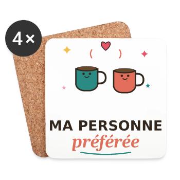 Ma Personne Préférée Tasses Amoureuses - Dessous de verre (lot de 4) - blanc - Devant