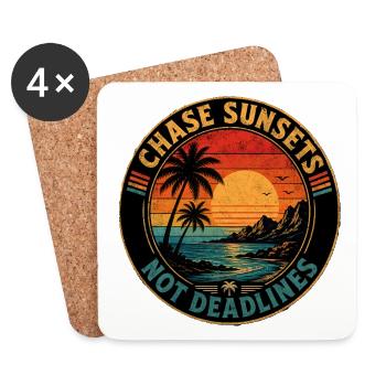 Chase Sunsets Not Deadlines Retro - Untersetzer (4er-Set) - Weiß - Vorne