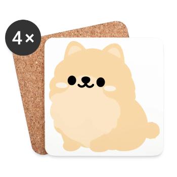 Petit poméranien pastel - Dessous de verre (lot de 4) - blanc - Devant