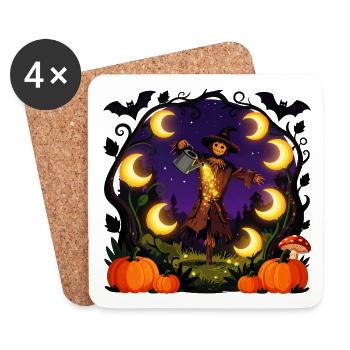 Mondbeschienene Halloween-Ernte - Untersetzer (4er-Set) - Weiß - Vorne