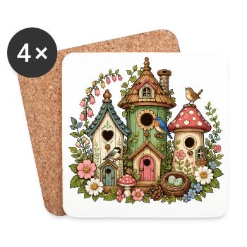 Zauberwald Vogelhäuschen Flora - Untersetzer (4er-Set) - Weiß - Vorne