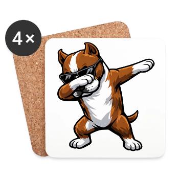 Dabbing American Staffordshire Terrier - Untersetzer (4er-Set) - Weiß - Vorne