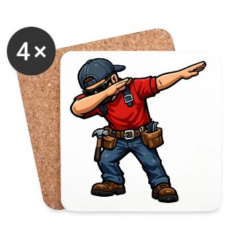 Dabbing Dachdecker - Untersetzer (4er-Set) - Weiß - Vorne