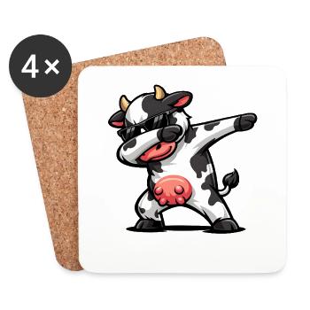 Dabbing Kuh - Untersetzer (4er-Set) - Weiß - Vorne