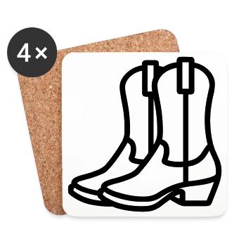 Cowboystiefel - Untersetzer (4er-Set) - Weiß - Vorne
