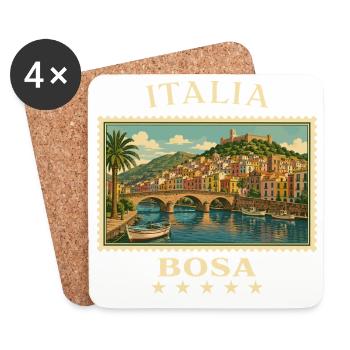 Italien Bosa Vintage Reisemarke - Untersetzer (4er-Set) - Weiß - Vorne