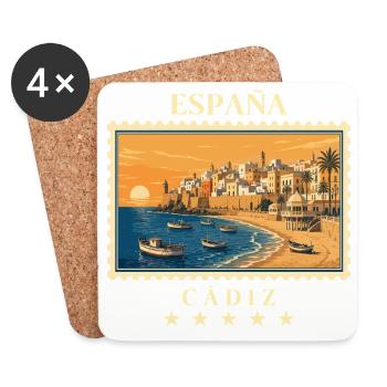 Spanien Cádiz Vintage Reisemarke - Untersetzer (4er-Set) - Weiß - Vorne