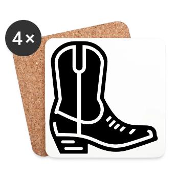 Cowboystiefel - Untersetzer (4er-Set) - Weiß - Vorne
