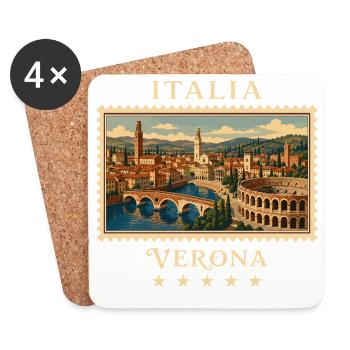 Italien Verona Vintage Reisemarke - Untersetzer (4er-Set) - Weiß - Vorne
