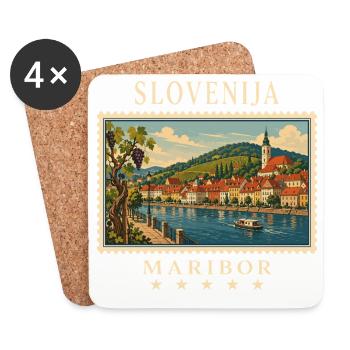 Slowenien Maribor Vintage Reisemarke - Untersetzer (4er-Set) - Weiß - Vorne