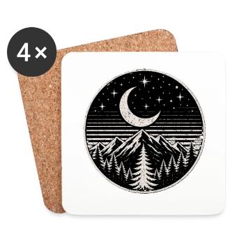 Vintage Berg & Mond Abenteuer Retro - Untersetzer (4er-Set) - Weiß - Vorne