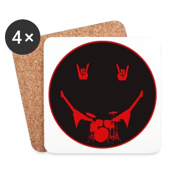 Rocker Drumset Silhouette Hände - Untersetzer (4er-Set) - Weiß - Vorne