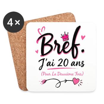 Femme cadeau d'anniversaire 40 ans - Dessous de verre (lot de 4) - blanc - Devant