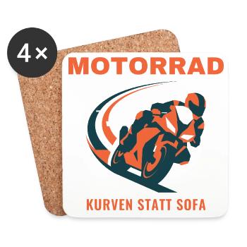 Motorrad Kurven Statt Sofa Biker Geschenk - Untersetzer (4er-Set) - Weiß - Vorne