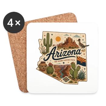 Vintage Arizona Grand Canyon State Art Aufkleber - Untersetzer (4er-Set) - Weiß - Vorne