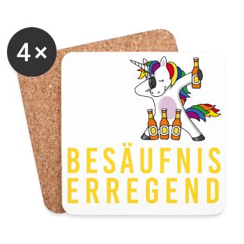 Lage ist besäufniserregend, Einhorn Bierflasche - Untersetzer (4er-Set) - Weiß - Vorne