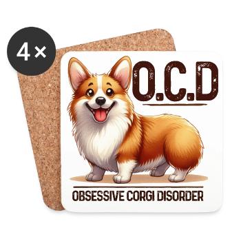 Corgi-OCD Lustige Corgi-Hundeliebhaber-Design-Merch - Untersetzer (4er-Set) - Weiß - Vorne