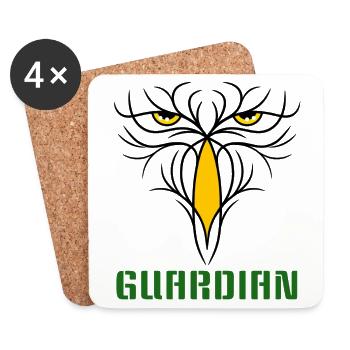 GUARDIAN - Stylisches Raubvogel - Design - Untersetzer (4er-Set) - Weiß - Vorne