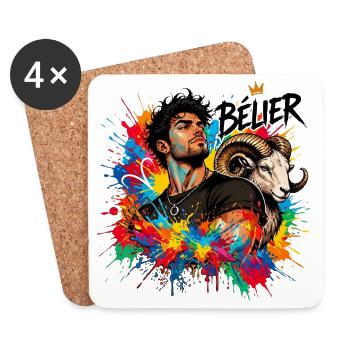 Widder-Mann – Astrologiegeschenk - Untersetzer (4er-Set) - Weiß - Vorne